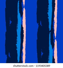 Seamless Grunge Stripes. Painted Lines. Texture with Vertical Dry Brush Strokes. Scribbled Grunge Pattern for Sportswear, Fabric, Wallpaper. Rustic Vector Background with Stripes