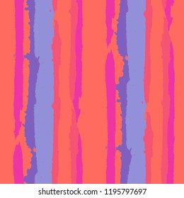 Seamless Grunge Stripes. Painted Lines. Texture with Vertical Brush Strokes. Scribbled Grunge Motif for Sportswear, Paper, Cloth. Trendy Vector Background with Stripes