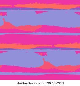Seamless Grunge Stripes. Painted Lines. Texture with Horizontal Brush Strokes. Scribbled Grunge Motif for Cloth, Swimwear, Textile. Rustic Vector Background