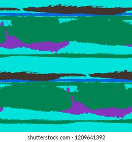 Seamless Grunge Stripes. Painted Lines. Texture with Horizontal Brush Strokes. Scribbled Grunge Rapport for Sportswear, Paper, Cloth. Trendy Vector Background with Stripes