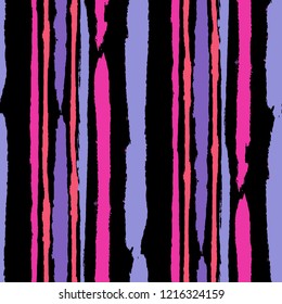 Seamless Grunge Stripes. Painted Lines. Texture with Vertical Brush Strokes. Scribbled Grunge Pattern for Cloth, Fabric, Textile. Retro Vector Background with Stripes