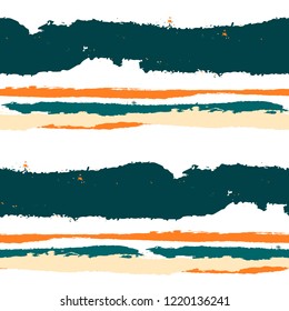 Seamless Grunge Stripes. Painted Lines. Texture with Horizontal Dry Brush Strokes. Scribbled Grunge Rapport for Sportswear, Paper, Cloth. Rustic Vector Background with Stripes