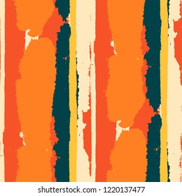 Seamless Grunge Stripes. Painted Lines. Texture with Vertical Dry Brush Strokes. Scribbled Grunge Pattern for Linen, Fabric, Wallpaper. Retro Vector Background with Stripes