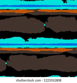 Seamless Grunge Stripes. Painted Lines. Texture with Horizontal Dry Brush Strokes. Scribbled Grunge Rapport for Sportswear, Paper, Cloth. Trendy Vector Background with Stripes