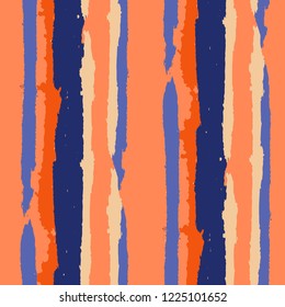 Seamless Grunge Stripes. Painted Lines. Texture with Vertical Brush Strokes. Scribbled Grunge Rapport for Linen, Fabric, Wallpaper. Rustic Vector Background