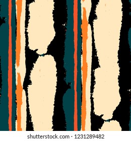 Seamless Grunge Stripes. Painted Lines. Texture with Vertical Brush Strokes. Scribbled Grunge Pattern for Sportswear, Fabric, Wallpaper. Rustic Vector Background