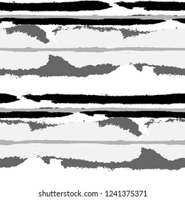 Seamless Grunge Stripes. Painted Lines. Texture with Horizontal Dry Brush Strokes. Scribbled Grunge Rapport for Sportswear, Paper, Cloth. Rustic Vector Background