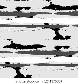 Seamless Grunge Stripes. Painted Lines. Texture with Horizontal Dry Brush Strokes. Scribbled Grunge Pattern for Sportswear, Paper, Cloth. Rustic Vector Background
