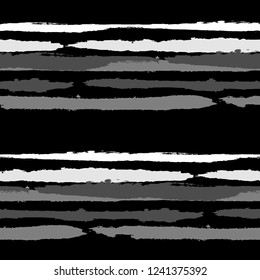 Seamless Grunge Stripes. Painted Lines. Texture with Horizontal Brush Strokes. Scribbled Grunge Pattern for Sportswear, Fabric, Cloth. Trendy Vector Background