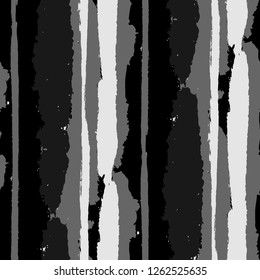 Seamless Grunge Stripes. Painted Lines. Texture with Vertical Brush Strokes. Scribbled Grunge Rapport for Cloth, Swimwear, Textile. Trendy Vector Background with Stripes