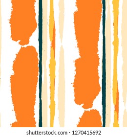 Seamless Grunge Stripes. Painted Lines. Texture with Vertical Dry Brush Strokes. Scribbled Grunge Pattern for Sportswear, Fabric, Cloth. Retro Vector Background with Stripes