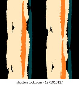 Seamless Grunge Stripes. Painted Lines. Texture with Vertical Dry Brush Strokes. Scribbled Grunge Rapport for Linen, Fabric, Wallpaper. Rustic Vector Background with Stripes
