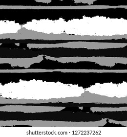 Seamless Grunge Stripes. Painted Lines. Texture with Horizontal Brush Strokes. Scribbled Grunge Rapport for Linen, Fabric, Wallpaper. Retro Vector Background with Stripes