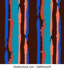 Seamless Grunge Stripes. Painted Lines. Texture with Vertical Brush Strokes. Scribbled Grunge Rapport for Linen, Fabric, Wallpaper. Rustic Vector Background with Stripes