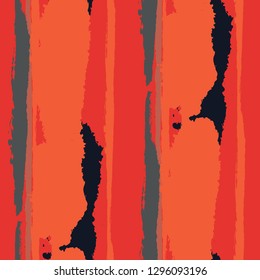 Seamless Grunge Stripes. Painted Lines. Texture with Vertical Brush Strokes. Scribbled Grunge Rapport for Sportswear, Fabric, Cloth. Trendy Vector Background