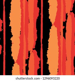 Seamless Grunge Stripes. Painted Lines. Texture with Vertical Dry Brush Strokes. Scribbled Grunge Motif for Linen, Fabric, Textile. Rustic Vector Background