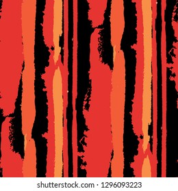 Seamless Grunge Stripes. Painted Lines. Texture with Vertical Dry Brush Strokes. Scribbled Grunge Rapport for Cloth, Swimwear, Textile. Rustic Vector Background with Stripes