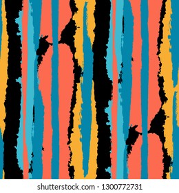 Seamless Grunge Stripes. Painted Lines. Texture with Vertical Brush Strokes. Scribbled Grunge Rapport for Cloth, Fabric, Textile. Rustic Vector Background with Stripes