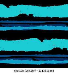 Seamless Grunge Stripes. Painted Lines. Texture with Horizontal Dry Brush Strokes. Scribbled Grunge Pattern for Linen, Fabric, Textile. Rustic Vector Background with Stripes