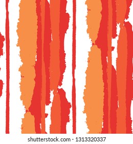 Seamless Grunge Stripes. Painted Lines. Texture with Vertical Brush Strokes. Scribbled Grunge Rapport for Sportswear, Paper, Cloth. Trendy Vector Background with Stripes