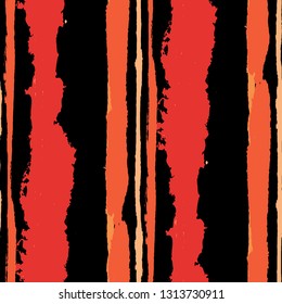 Seamless Grunge Stripes. Painted Lines. Texture with Vertical Dry Brush Strokes. Scribbled Grunge Motif for Linen, Fabric, Textile. Retro Vector Background