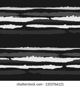 Seamless Grunge Stripes. Painted Lines. Texture with Horizontal Dry Brush Strokes. Scribbled Grunge Rapport for Sportswear, Paper, Cloth. Rustic Vector Background with Stripes