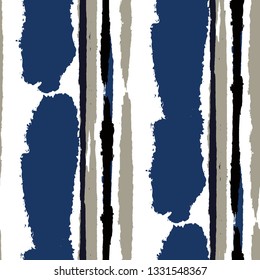 Seamless Grunge Stripes. Painted Lines. Texture with Vertical Dry Brush Strokes. Scribbled Grunge Motif for Sportswear, Fabric, Cloth. Retro Vector Background with Stripes
