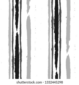 Seamless Grunge Stripes. Painted Lines. Texture with Vertical Brush Strokes. Scribbled Grunge Rapport for Linen, Fabric, Wallpaper. Trendy Vector Background with Stripes