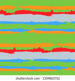 Seamless Grunge Stripes. Painted Lines. Texture with Horizontal Dry Brush Strokes. Scribbled Grunge Rapport for Cloth, Fabric, Textile. Retro Vector Background with Stripes