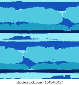 Seamless Grunge Stripes. Painted Lines. Texture with Horizontal Brush Strokes. Scribbled Grunge Pattern for Sportswear, Fabric, Wallpaper. Retro Vector Background