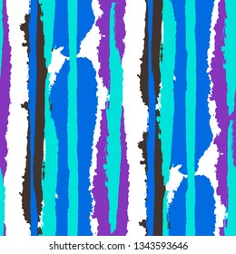 Seamless Grunge Stripes. Painted Lines. Texture with Vertical Brush Strokes. Scribbled Grunge Pattern for Sportswear, Paper, Cloth. Retro Vector Background with Stripes