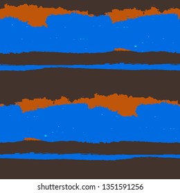 Seamless Grunge Stripes. Painted Lines. Texture with Horizontal Dry Brush Strokes. Scribbled Grunge Rapport for Sportswear, Paper, Cloth. Trendy Vector Background with Stripes