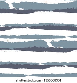 Seamless Grunge Stripes. Painted Lines. Texture with Horizontal Dry Brush Strokes. Scribbled Grunge Motif for Linen, Fabric, Textile. Rustic Vector Background with Stripes