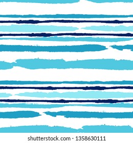Seamless Grunge Stripes. Painted Lines. Texture with Horizontal Dry Brush Strokes. Scribbled Grunge Pattern for Sportswear, Fabric, Cloth. Rustic Vector Background with Stripes