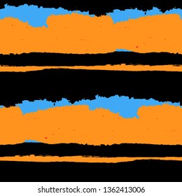 Seamless Grunge Stripes. Painted Lines. Texture with Horizontal Dry Brush Strokes. Scribbled Grunge Motif for Linen, Fabric, Wallpaper. Trendy Vector Background with Stripes