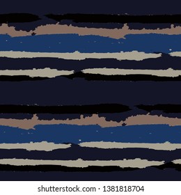 Seamless Grunge Stripes. Painted Lines. Texture with Horizontal Dry Brush Strokes. Scribbled Grunge Rapport for Sportswear, Paper, Cloth. Rustic Vector Background