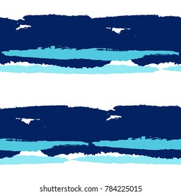 Seamless Grunge Stripes. Painted Lines. Texture with Horizontal Dry Brush Strokes. Scribbled Grunge Pattern for Sportswear, Paper, Cloth. Trendy Vector Background with Stripes