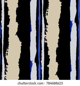 Seamless Grunge Stripes. Painted Lines. Texture with Vertical Dry Brush Strokes. Scribbled Grunge Motif for Cloth, Fabric, Textile. Rustic Vector Background