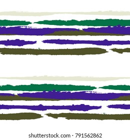 Seamless Grunge Stripes. Painted Lines. Texture with Horizontal Brush Strokes. Scribbled Grunge Rapport for Cloth, Fabric, Textile. Trendy Vector Background