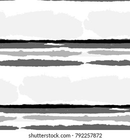 Seamless Grunge Stripes. Painted Lines. Texture with Horizontal Brush Strokes. Scribbled Grunge Motif for Linen, Fabric, Textile. Trendy Vector Background with Stripes