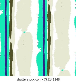 Seamless Grunge Stripes. Painted Lines. Texture with Vertical Dry Brush Strokes. Scribbled Grunge Pattern for Sportswear, Fabric, Wallpaper. Trendy Vector Background with Stripes