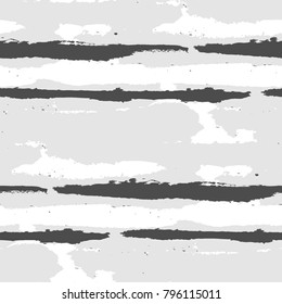 Seamless Grunge Stripes. Painted Lines. Texture with Horizontal Dry Brush Strokes. Scribbled Grunge Motif for Linen, Fabric, Wallpaper. Rustic Vector Background with Stripes