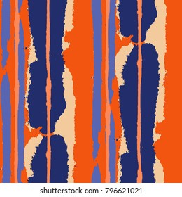 Seamless Grunge Stripes. Painted Lines. Texture with Vertical Dry Brush Strokes. Scribbled Grunge Motif for Cloth, Fabric, Textile. Retro Vector Background with Stripes