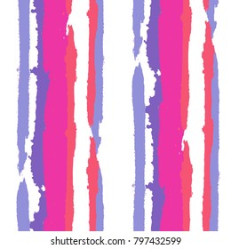 Seamless Grunge Stripes. Painted Lines. Texture with Vertical Brush Strokes. Scribbled Grunge Rapport for Linen, Fabric, Wallpaper. Retro Vector Background