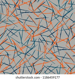 Seamless Grunge Stripes Pattern. Modern Scribbled Grunge Rapport for Wallpaper, Cotton, Textile. Abstract Color Background with Scribbled Stripes. Vector Texture for your Design.