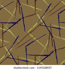 Seamless Grunge Stripes Pattern. Modern Scribbled Grunge Rapport for Dress, Curtain, Tablecloth. Abstract Color Background with Scribbled Stripes. Vector Texture for your Design.