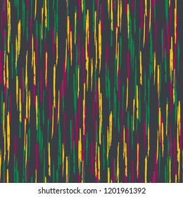 Seamless Grunge Stripes Pattern. Modern Scribbled Grunge Motif for Cotton, Print, Calico. Abstract Color Background with Scribbled Stripes. Vector Texture for your Design.