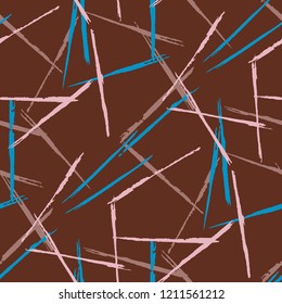 Seamless Grunge Stripes Pattern. Modern Scribbled Grunge Rapport for Cotton, Print, Textile. Abstract Color Background with Scribbled Stripes. Vector Texture for your Design.