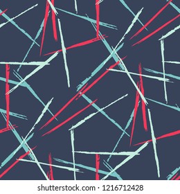 Seamless Grunge Stripes Pattern. Modern Scribbled Grunge Pattern for Dress, Curtain, Tablecloth. Abstract Color Background with Scribbled Stripes. Vector Texture for your Design.