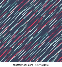 Seamless Grunge Stripes Pattern. Modern Scribbled Grunge Motif for Print, Cloth, Textile. Abstract Color Background with Scribbled Stripes. Vector Texture for your Design.